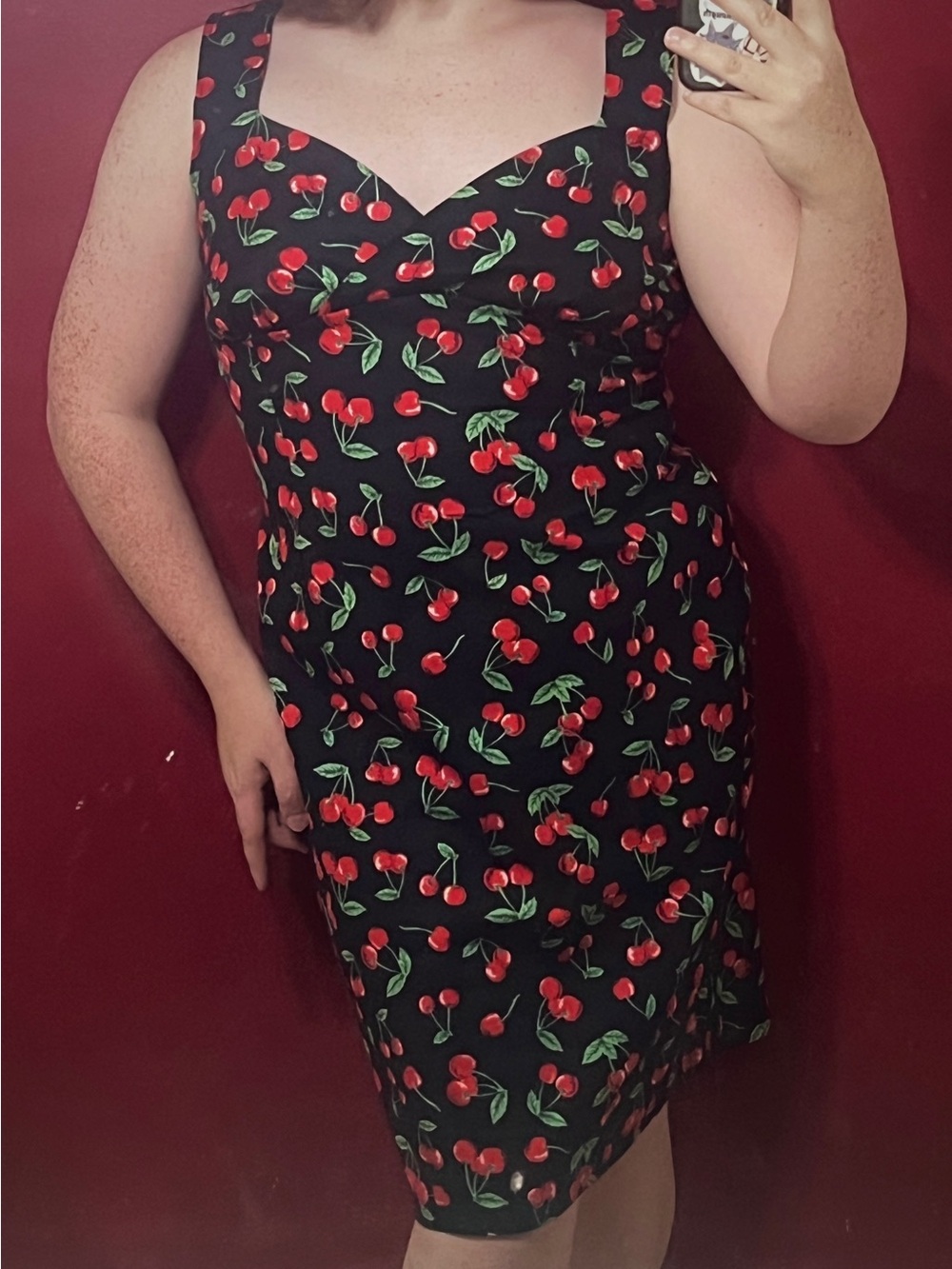 Hellbunny pinup cherry print wiggle dress